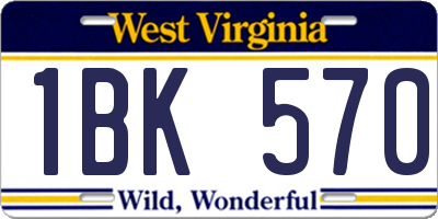 WV license plate 1BK570