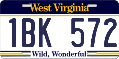 WV license plate 1BK572