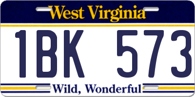 WV license plate 1BK573
