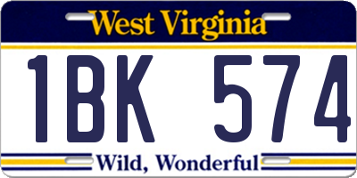 WV license plate 1BK574