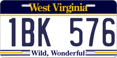 WV license plate 1BK576