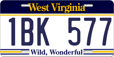 WV license plate 1BK577