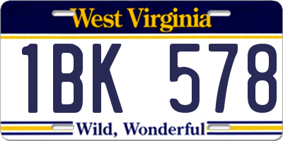 WV license plate 1BK578