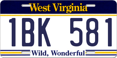 WV license plate 1BK581