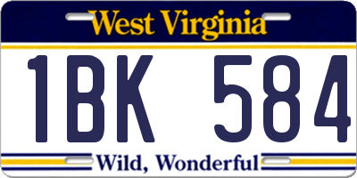 WV license plate 1BK584