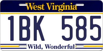 WV license plate 1BK585