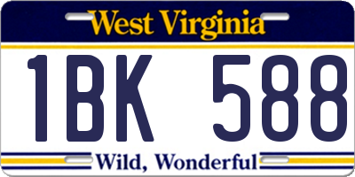WV license plate 1BK588