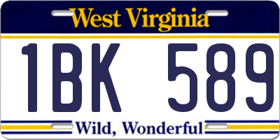 WV license plate 1BK589