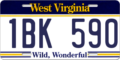 WV license plate 1BK590