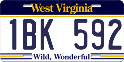 WV license plate 1BK592