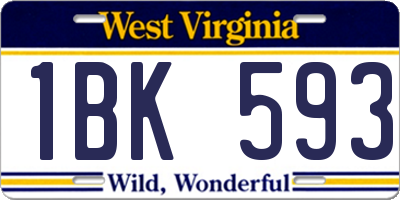 WV license plate 1BK593