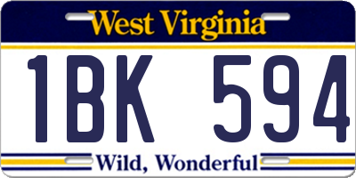 WV license plate 1BK594
