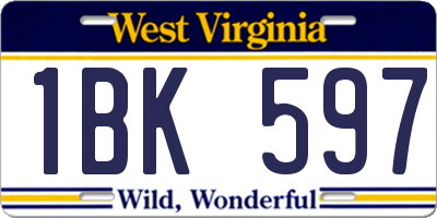 WV license plate 1BK597