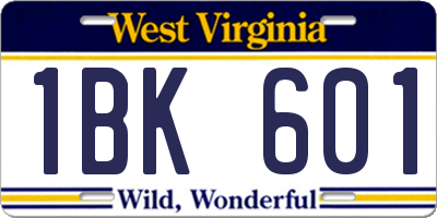 WV license plate 1BK601