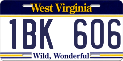 WV license plate 1BK606