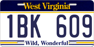 WV license plate 1BK609