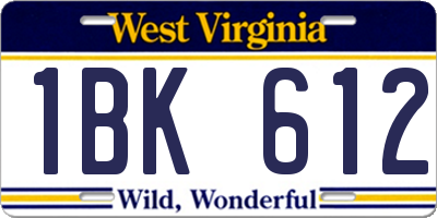 WV license plate 1BK612