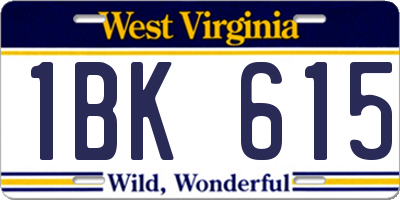 WV license plate 1BK615