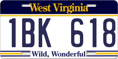 WV license plate 1BK618