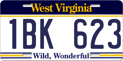 WV license plate 1BK623