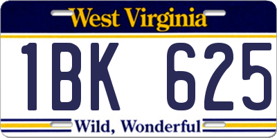 WV license plate 1BK625