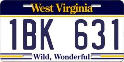 WV license plate 1BK631