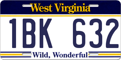 WV license plate 1BK632