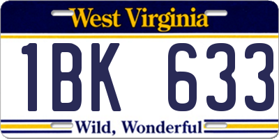 WV license plate 1BK633