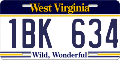 WV license plate 1BK634