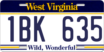 WV license plate 1BK635