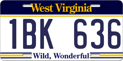 WV license plate 1BK636