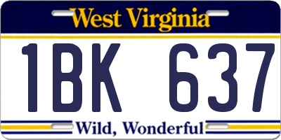 WV license plate 1BK637