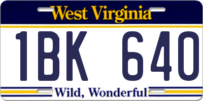 WV license plate 1BK640