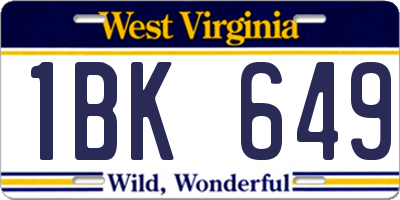 WV license plate 1BK649