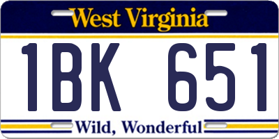 WV license plate 1BK651