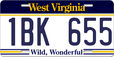 WV license plate 1BK655