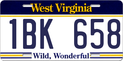 WV license plate 1BK658