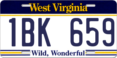 WV license plate 1BK659