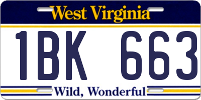 WV license plate 1BK663