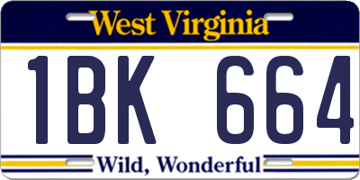 WV license plate 1BK664