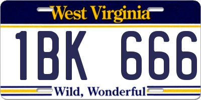 WV license plate 1BK666