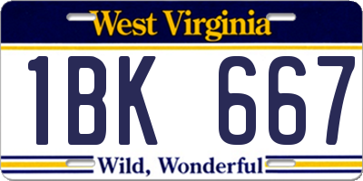 WV license plate 1BK667