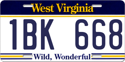 WV license plate 1BK668