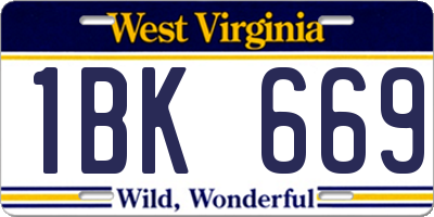 WV license plate 1BK669