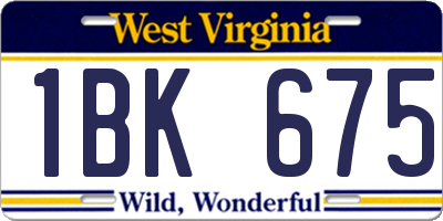 WV license plate 1BK675