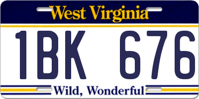 WV license plate 1BK676