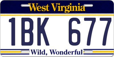 WV license plate 1BK677