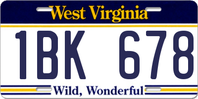 WV license plate 1BK678