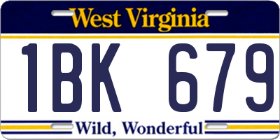 WV license plate 1BK679