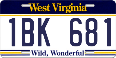 WV license plate 1BK681